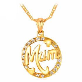 Crystal Gold Mom Necklace