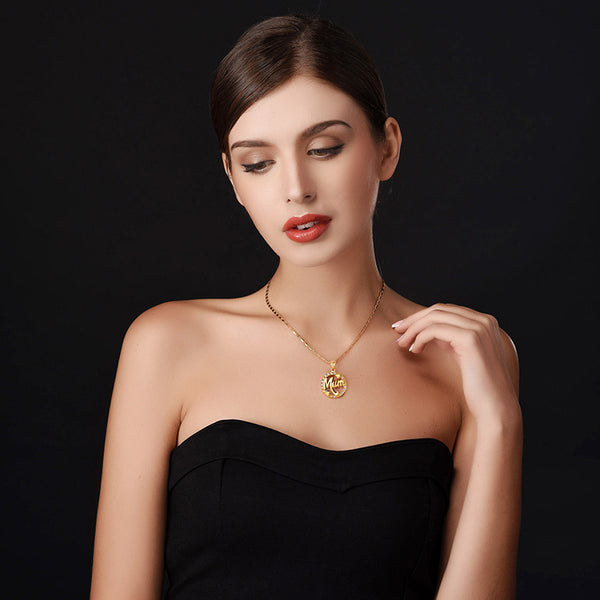 Crystal Gold Mom Necklace