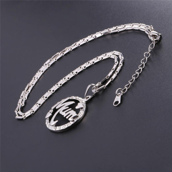 Crystal Gold Mom Necklace