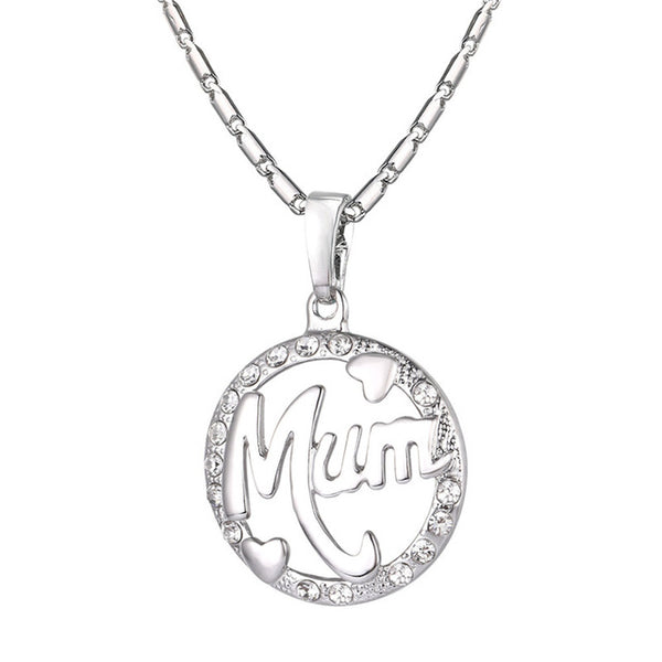 Crystal Gold Mom Necklace